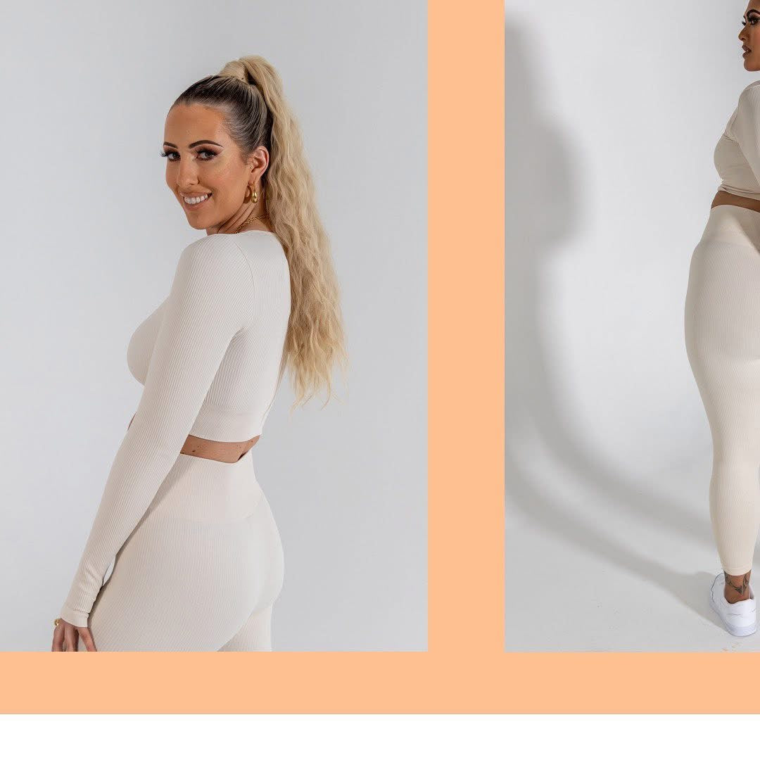 BODY ODY- Cream Ribbed Leggings