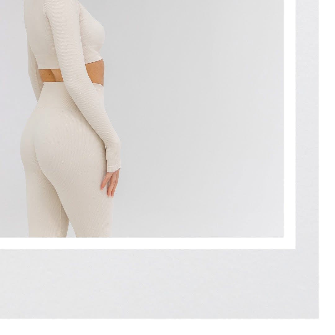 BODY ODY- Cream Ribbed Leggings