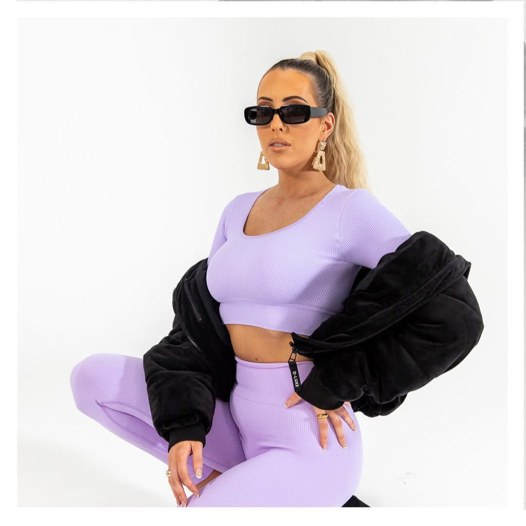 BODY ODY- Lavender Ribbed Crop Top
