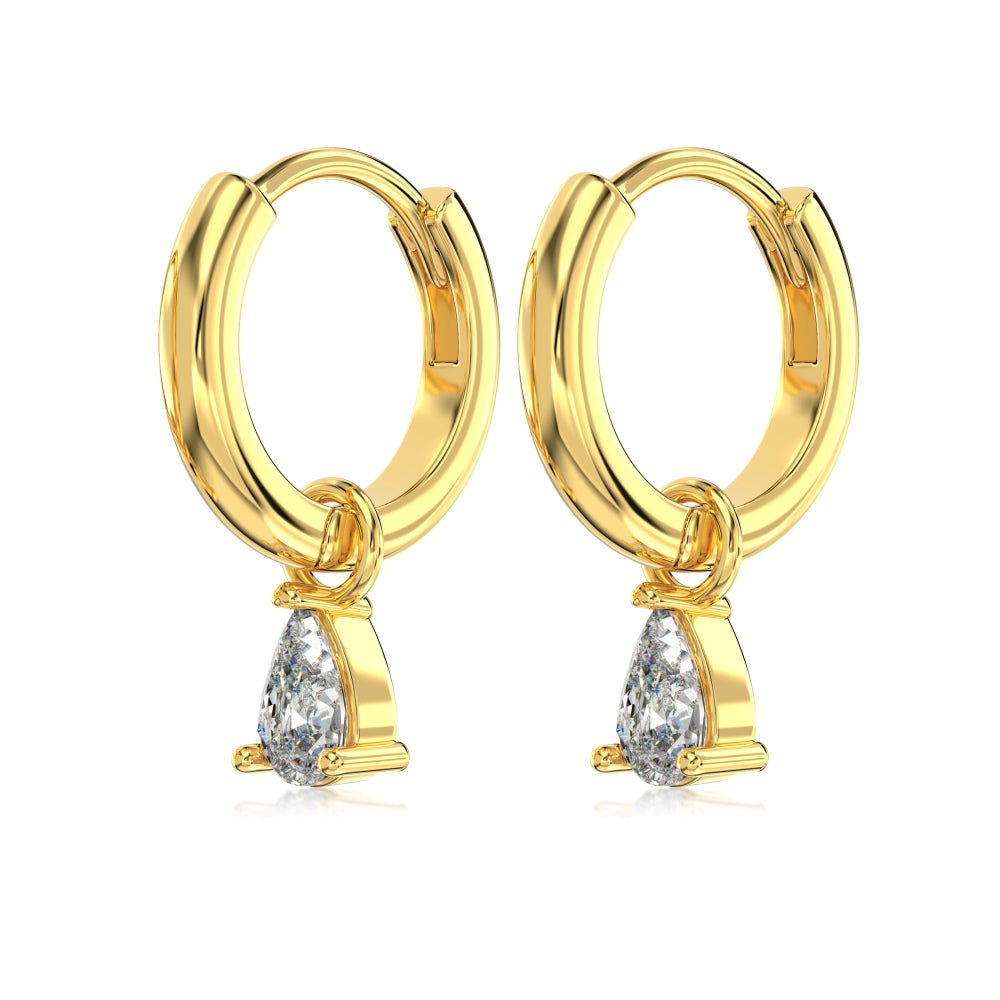 Pear Zircon Hoops