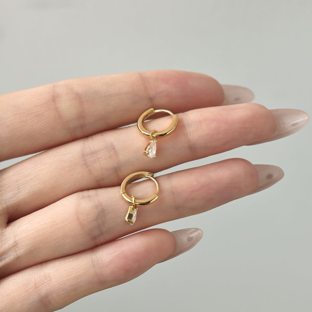 Pear Zircon Hoops