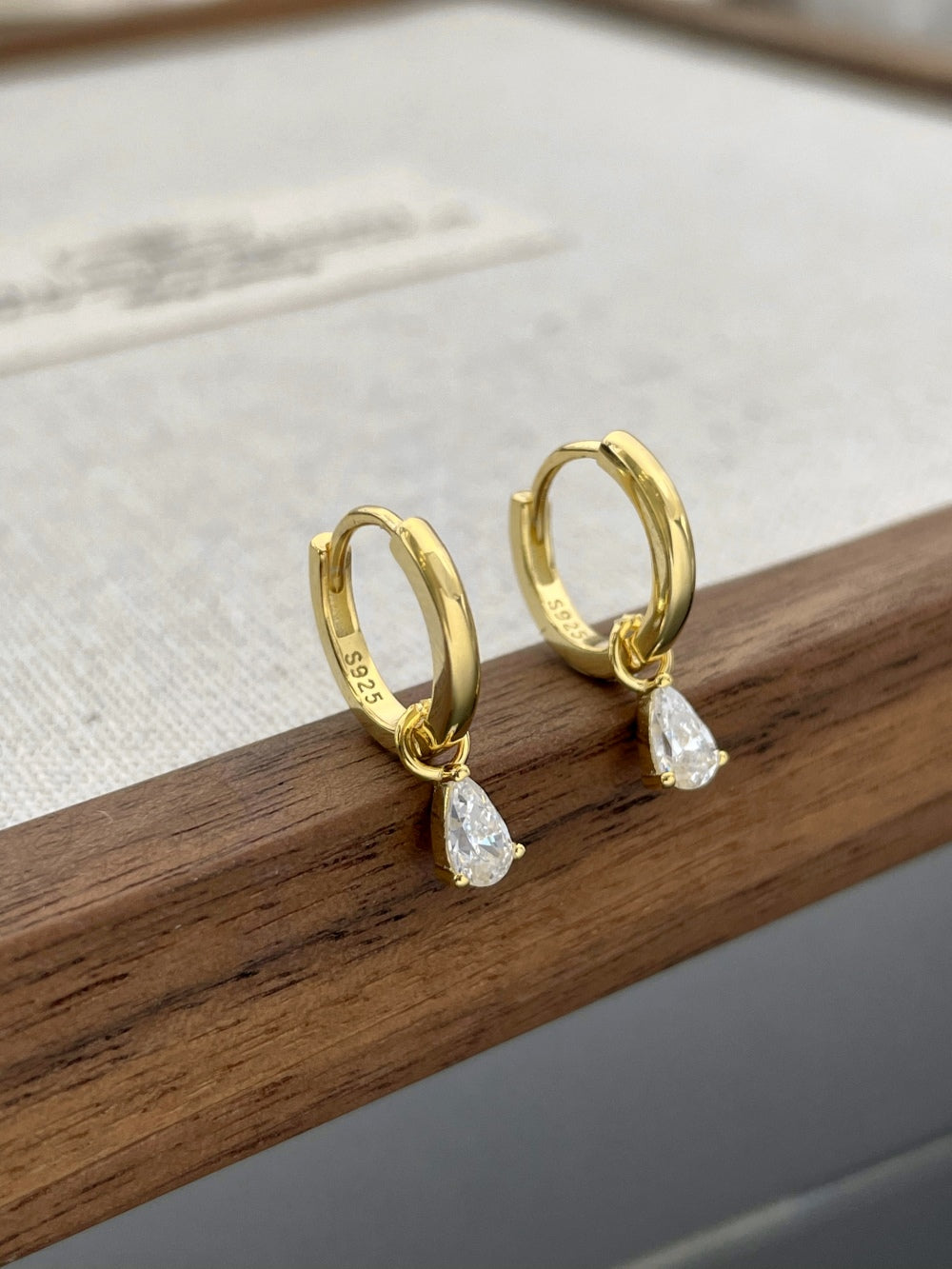 Pear Zircon Hoops